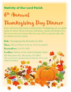 Thanksgiving Day, November 23, 2023 - Warminster Food Bank - Warminster PA - Thanksgiving Day, November 23, 2023