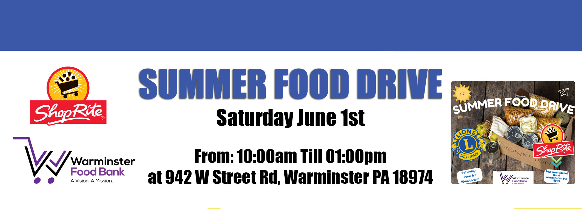  - Warminster Food Bank - Warminster PA - Summer Food Drive - Warminster Food Bank - Warminster PA - Summer Food Drive